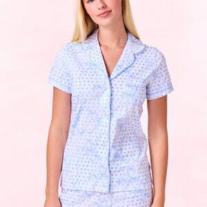 Roller Rabbit Luna Bow Hearts Polo Pajamas Size SPALE BLUE / S